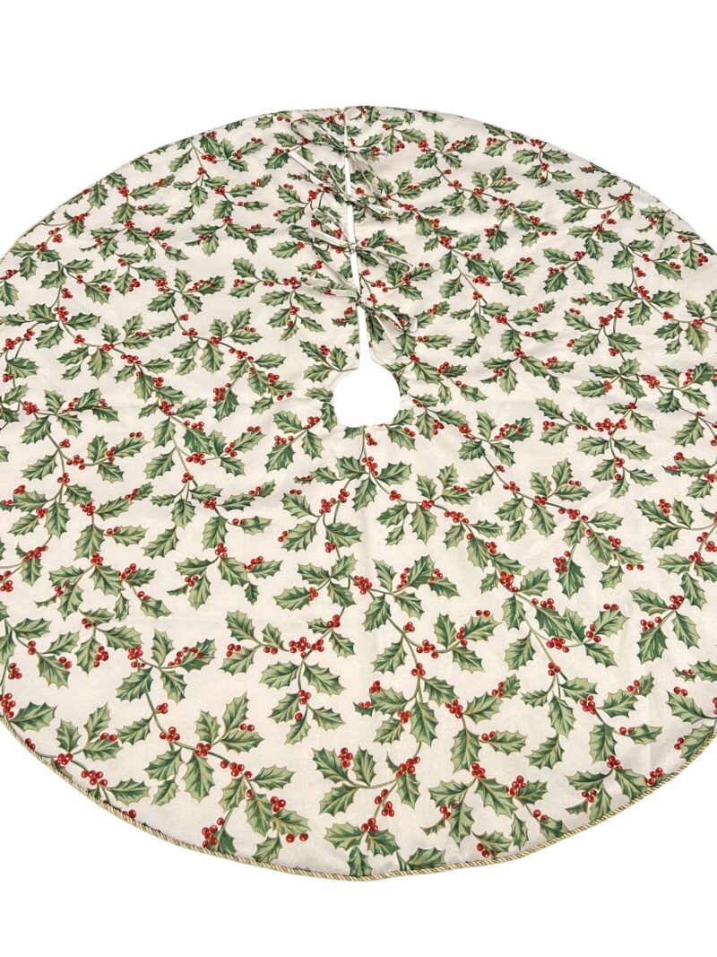 Golden Holly Holiday Tree Skirt