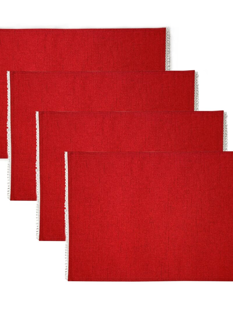 French Perle Red Placemats - Set Of 4